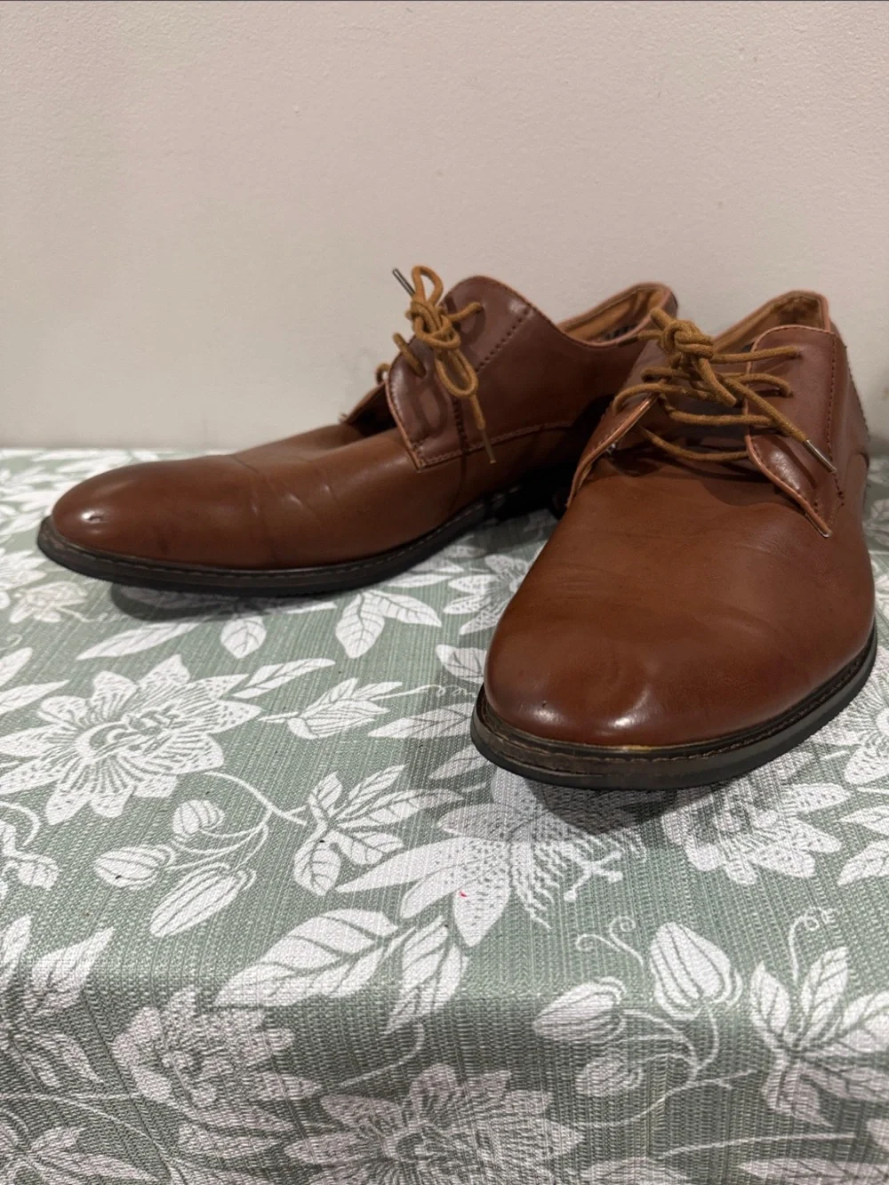 Men's Brown Leather Derby Shoes - Classic Lace-Up Oxford Style (Size: 11)